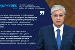 
                    Через оптимизацию вертикали центральных ведомств нам нужно существенно расширить полномочия местных исполнительных органов – Президент РК
                