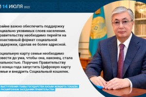 
                    Запустить до конца года Цифровую карту семьи и внедрить Социальный кошелек поручил Касым-Жомарт Токаев
                