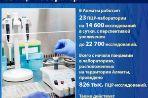 В Алматы работает 23 ПЦР-лаборатории