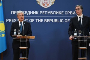 
                    Касым-Жомарт Токаев и Александр Вучич провели брифинг для прессы
                