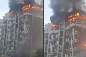 Атырауские полицейские эвакуировали 25 человек из охваченного пламенем многоэтажного дома