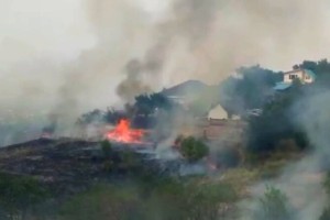 
                    Верхнюю часть Алматы заволокло дымом, в горах города горит трава
                