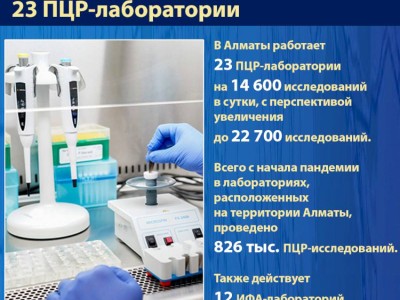 
                    В Алматы работает 23 ПЦР-лаборатории
                