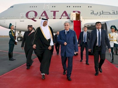 
                    Эмир Катара шейх Тамим бен Хамад Аль Тани прибыл в Казахстан с государственным визитом
                
