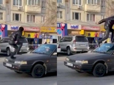 
                    Пранкера, пробежавшего по машине, нашли и наказали в Капшагае
                
