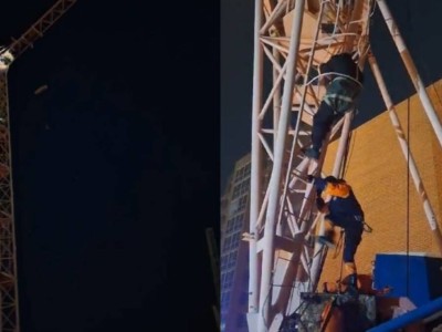 
                    Полицейский спас астанчанина от прыжка с высокого крана 
                