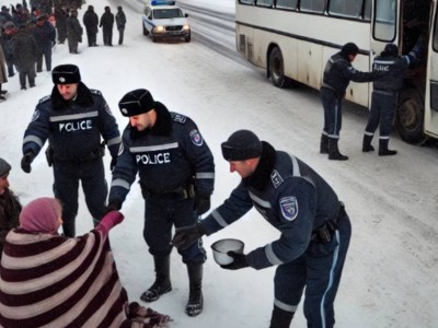 
                     На трассе в Урджарском районе полицейские  спасают пассажиров от холода
                