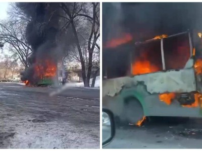 
                    Автобус загорелся в Алматы
                