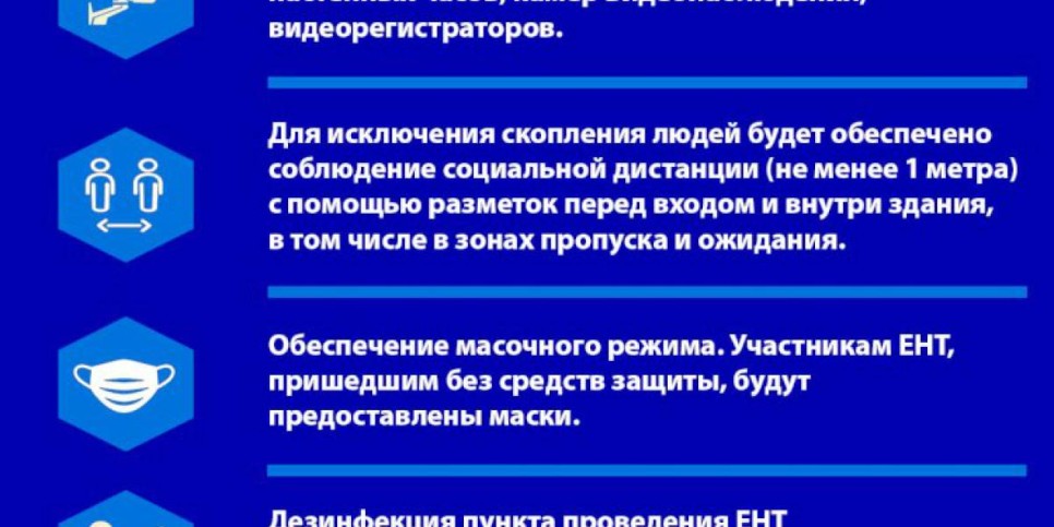 
                    О мерах эпидбезопасности при проведении ЕНТ в Алматы
                