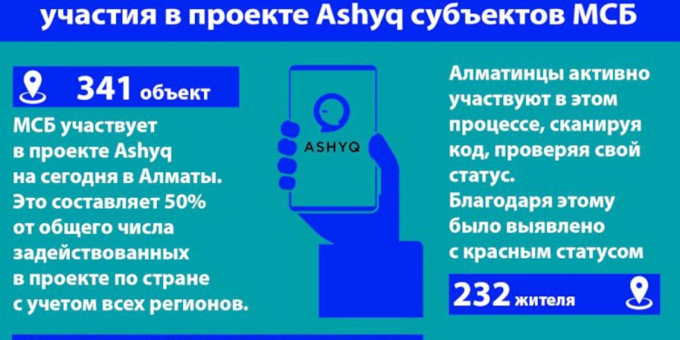 
                    В Алматы зарегистрирована высокая доля  участия в проекте Ashyq субъектов МСБ
                