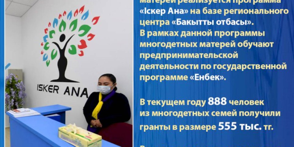 
                    В Алматы для поддержки многодетных матерей реализуется программа «Іскер Ана»
                