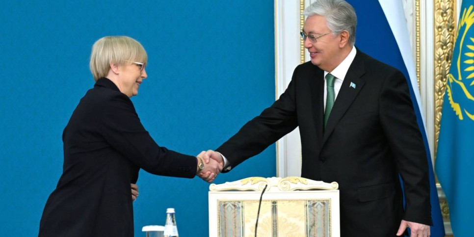 
                    Касым-Жомарт Токаев и Наташа Пирц-Мусар провели брифинг для представителей СМИ
                