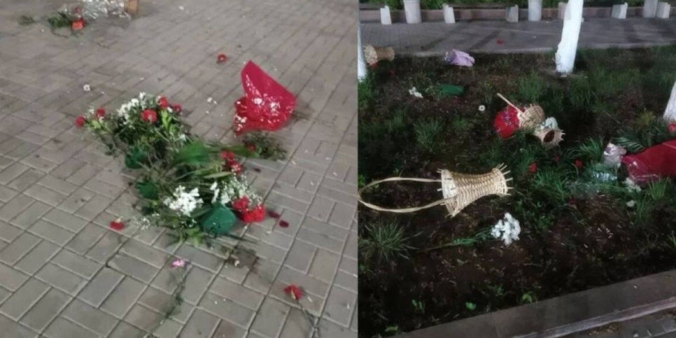 
                    Мужчина раскидал цветы у памятника Неизвестному солдату в Темиртау
                