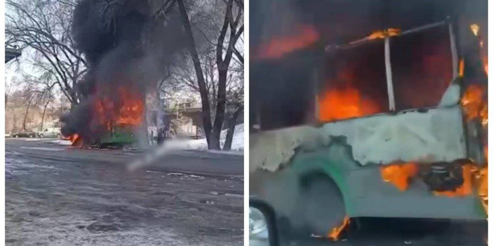 
                    Автобус загорелся в Алматы
                